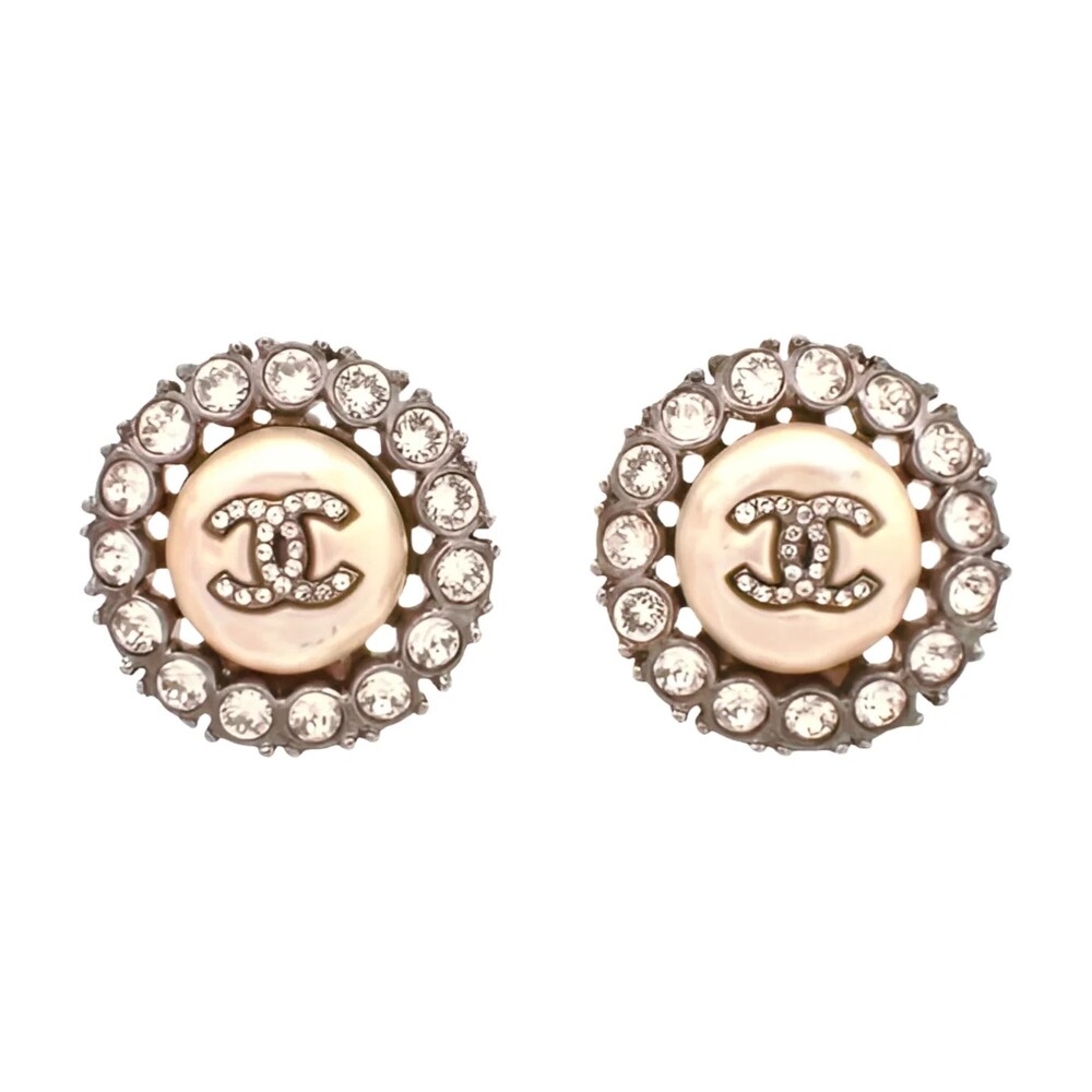 6394 - Chanel COCO Mark Rhinestone Pearl Earrings - Earring(s) coco mark Rhinest